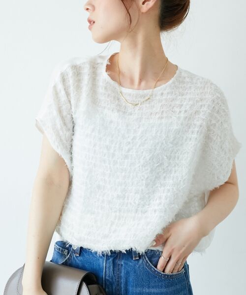 le.coeur blanc / ルクールブラン シャツ・ブラウス | シアーフリンジフレンチスリーブブラウス | 詳細9