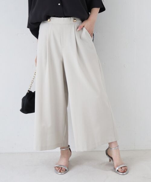 le. coeur blanc/ルクールブラン リネンライクワイドクロップドパンツ L/ベージュ 36 le. coeur blanc/ルクールブラン リネンライクワイドクロップドパンツ L/ベージュ 36