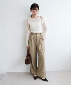 le.coeur blanc / ルクールブラン その他パンツ | 《手洗い可能》ドビークロスサス付きタックワイドパンツ