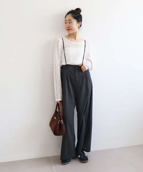 le.coeur blanc / ルクールブラン その他パンツ | 《手洗い可能》ドビークロスサス付きタックワイドパンツ | 詳細10