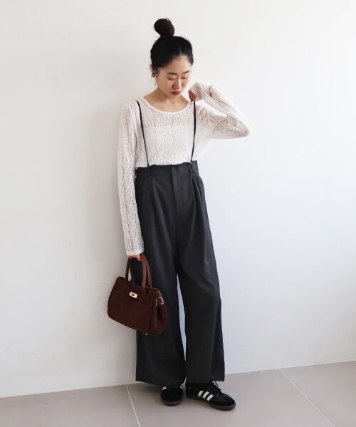 le.coeur blanc / ルクールブラン その他パンツ | 《手洗い可能》ドビークロスサス付きタックワイドパンツ | 詳細11