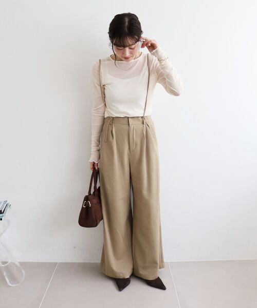 le.coeur blanc / ルクールブラン その他パンツ | 《手洗い可能》ドビークロスサス付きタックワイドパンツ | 詳細2