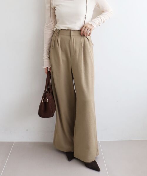 le.coeur blanc / ルクールブラン その他パンツ | 《手洗い可能》ドビークロスサス付きタックワイドパンツ | 詳細7