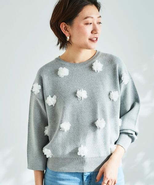 le.coeur blanc / ルクールブラン ニット・セーター | 《手洗い可能》TORRAZZO DONNA別注フラワーモチーフニット | 詳細15