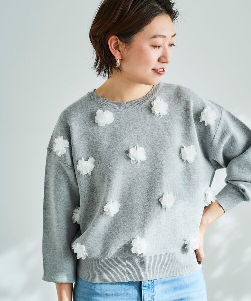 le.coeur blanc / ルクールブラン ニット・セーター | 《手洗い可能》TORRAZZO DONNA別注フラワーモチーフニット | 詳細17