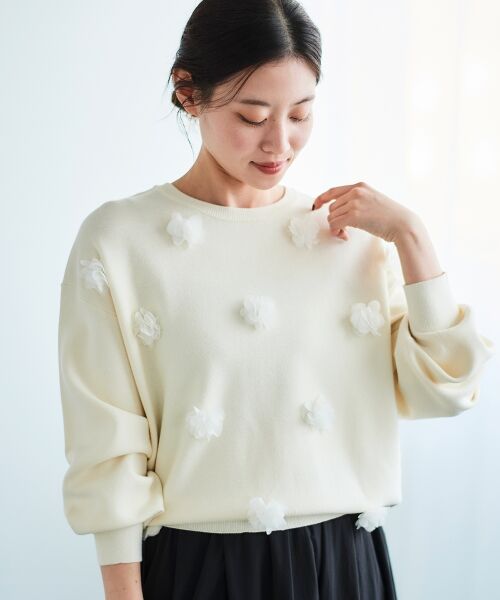 le.coeur blanc / ルクールブラン ニット・セーター | 《手洗い可能》TORRAZZO DONNA別注フラワーモチーフニット | 詳細6