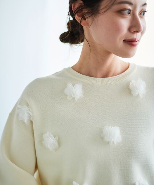 le.coeur blanc / ルクールブラン ニット・セーター | 《手洗い可能》TORRAZZO DONNA別注フラワーモチーフニット | 詳細7