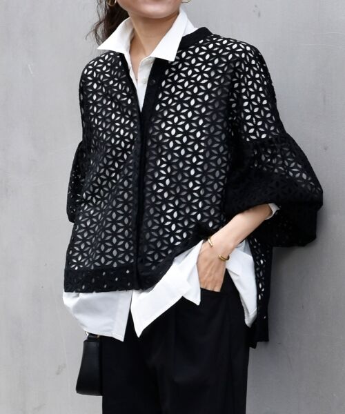 le. coeur blanc/ルクールブラン TORRAZZO DONNA 別注レースブラウス ブラック 38 le. coeur blanc/ルクールブラン TORRAZZO DONNA 別注レースブラウス ブラック 38