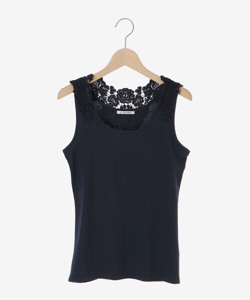 le.coeur blanc / ルクールブラン タンクトップ | バックモチーフレースタンク（ネイビー）