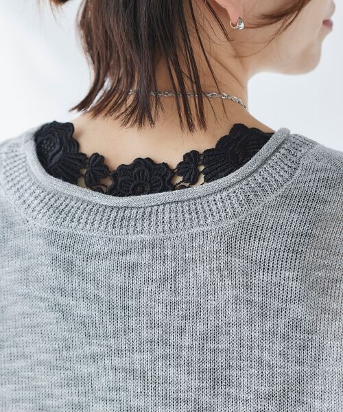 le. coeur blanc/ルクールブラン バックモチーフレースタンク ブラック 38 le. coeur blanc/ルクールブラン バックモチーフレースタンク ブラック 38