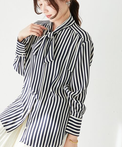 le.coeur blanc / ルクールブラン シャツ・ブラウス | ストライプボウタイブラウス | 詳細22