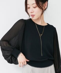 le.coeur blanc / ルクールブラン ニット・セーター | 《手洗い可能》シフォンプリーツ袖ニット