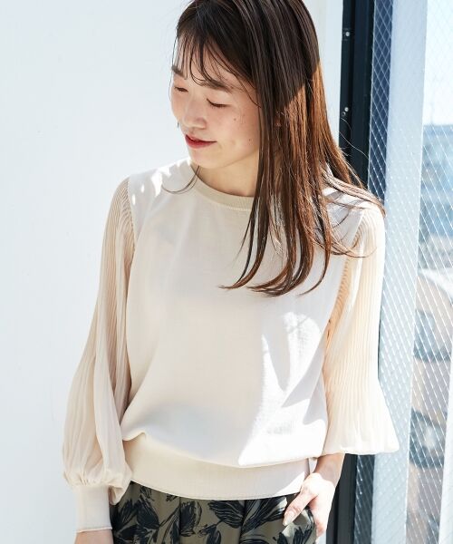 le.coeur blanc / ルクールブラン ニット・セーター | 《手洗い可能》シフォンプリーツ袖ニット | 詳細13