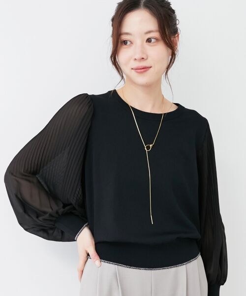 le.coeur blanc / ルクールブラン ニット・セーター | 《手洗い可能》シフォンプリーツ袖ニット | 詳細2