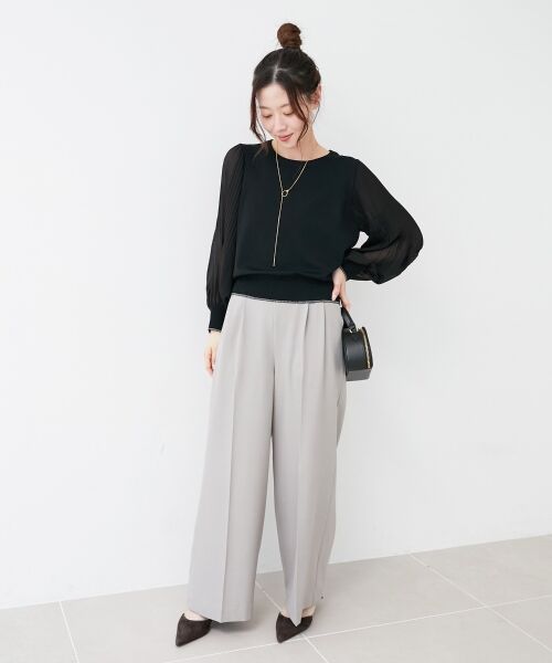 le.coeur blanc / ルクールブラン ニット・セーター | 《手洗い可能》シフォンプリーツ袖ニット | 詳細8