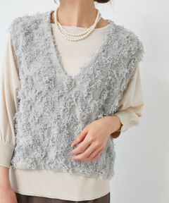 le.coeur blanc / ルクールブラン ベスト | 《手洗い可能》フリンジ編みVネックベスト