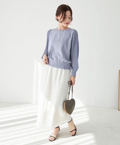 le.coeur blanc / ルクールブラン ロング・マキシ丈スカート | フラワー刺繍レーススカート | 詳細10