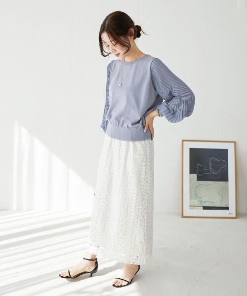le.coeur blanc / ルクールブラン ロング・マキシ丈スカート | フラワー刺繍レーススカート | 詳細11