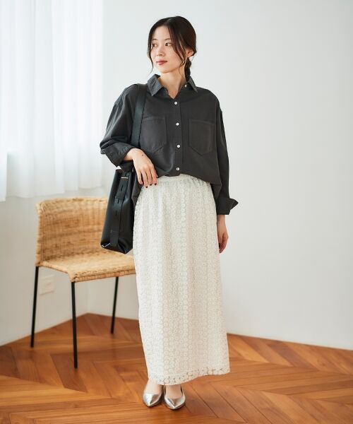 le.coeur blanc / ルクールブラン ロング・マキシ丈スカート | フラワー刺繍レーススカート | 詳細2