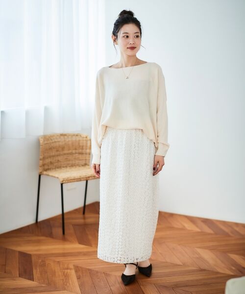 le.coeur blanc / ルクールブラン ロング・マキシ丈スカート | フラワー刺繍レーススカート | 詳細28