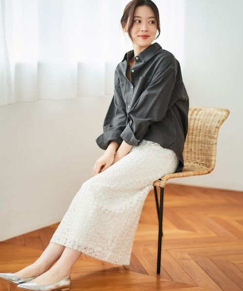 le.coeur blanc / ルクールブラン ロング・マキシ丈スカート | フラワー刺繍レーススカート | 詳細7