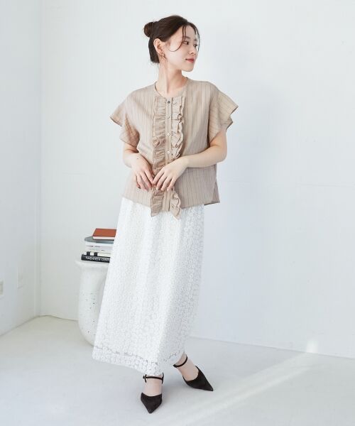 le.coeur blanc / ルクールブラン ロング・マキシ丈スカート | フラワー刺繍レーススカート | 詳細8