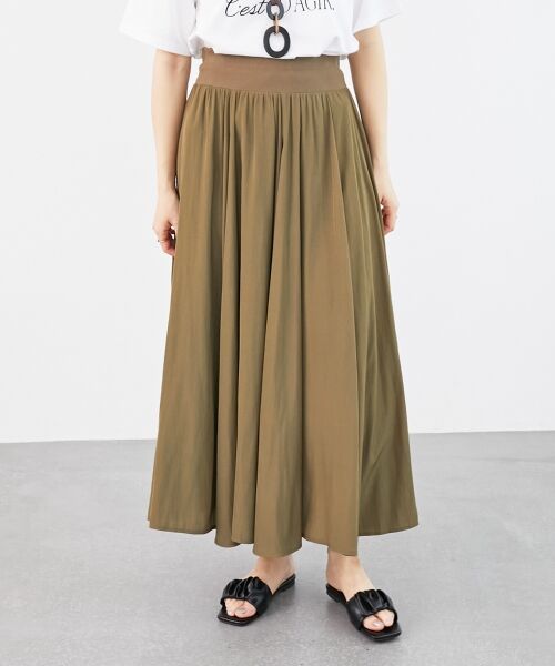 le.coeur blanc / ルクールブラン ロング・マキシ丈スカート | ウエストリブギャザーフレアスカート | 詳細13