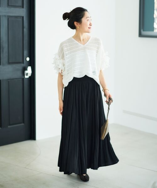 le.coeur blanc / ルクールブラン ロング・マキシ丈スカート | ウエストリブギャザーフレアスカート | 詳細16