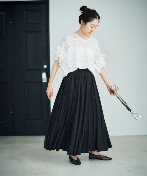 le.coeur blanc / ルクールブラン ロング・マキシ丈スカート | ウエストリブギャザーフレアスカート | 詳細17