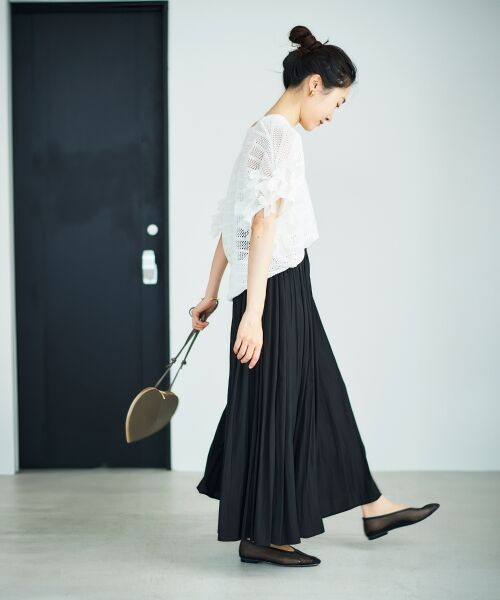 le.coeur blanc / ルクールブラン ロング・マキシ丈スカート | ウエストリブギャザーフレアスカート | 詳細18