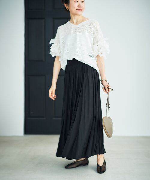 le.coeur blanc / ルクールブラン ロング・マキシ丈スカート | ウエストリブギャザーフレアスカート | 詳細19