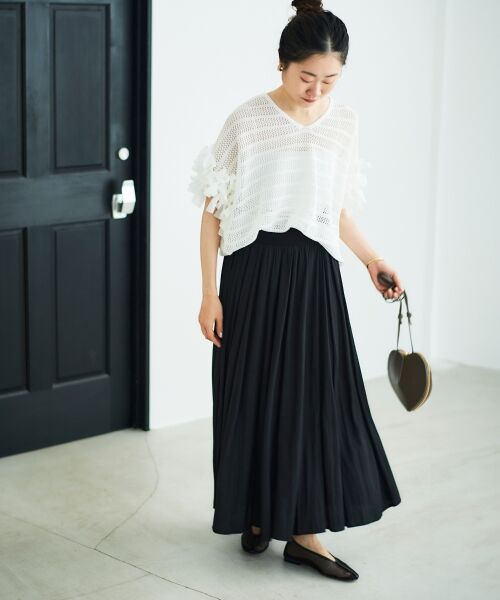 le.coeur blanc / ルクールブラン ロング・マキシ丈スカート | ウエストリブギャザーフレアスカート | 詳細22