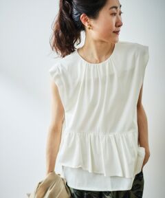 le.coeur blanc / ルクールブラン Tシャツ | ペプラムフリルノースリーブTEE