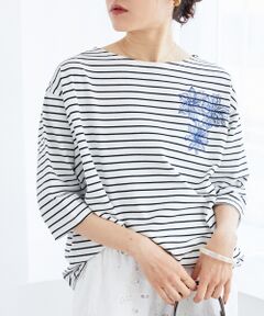 le.coeur blanc / ルクールブラン カットソー | ボーダーモチーフ刺繍カットソー