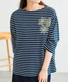 le.coeur blanc / ルクールブラン カットソー | ボーダーモチーフ刺繍カットソー