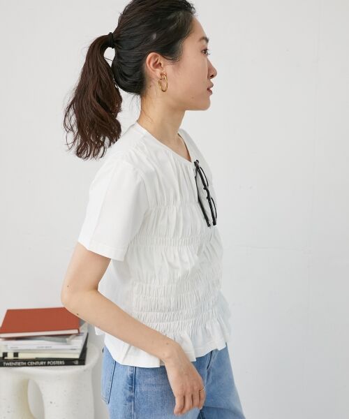 le.coeur blanc / ルクールブラン Tシャツ | 《手洗い可能》フロントシャーリングTシャツ | 詳細9