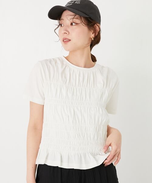 le. coeur blanc/ルクールブラン フロントシャーリングTシャツ オフ 38 le. coeur blanc/ルクールブラン フロントシャーリングTシャツ オフ 38