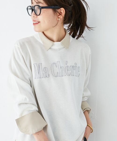 le. coeur blanc/ルクールブラン シアー刺繍ロゴニットプルオーバー アイボリー 38 le. coeur blanc/ルクールブラン シアー刺繍ロゴニットプルオーバー アイボリー 38