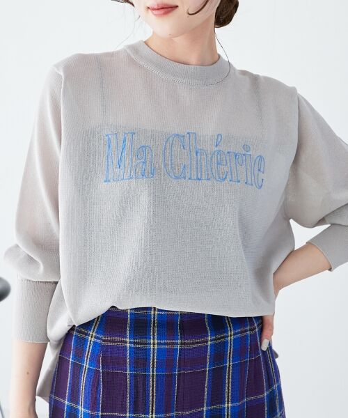 le.coeur blanc / ルクールブラン ニット・セーター | シアー刺繍ロゴニットプルオーバー | 詳細2
