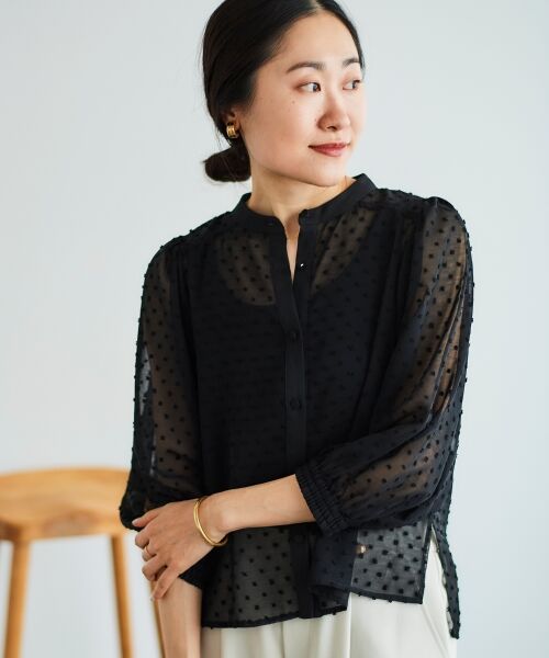 le.coeur blanc / ルクールブラン シャツ・ブラウス | ドットシアーギャザーブラウス | 詳細15