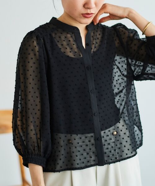 le.coeur blanc / ルクールブラン シャツ・ブラウス | ドットシアーギャザーブラウス | 詳細16