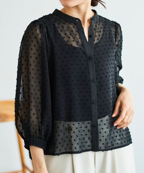 le.coeur blanc / ルクールブラン シャツ・ブラウス | ドットシアーギャザーブラウス | 詳細17