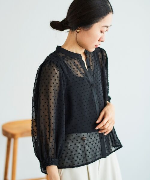 le.coeur blanc / ルクールブラン シャツ・ブラウス | ドットシアーギャザーブラウス | 詳細18