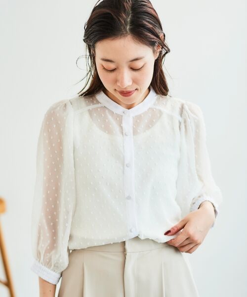 le.coeur blanc / ルクールブラン シャツ・ブラウス | ドットシアーギャザーブラウス | 詳細2