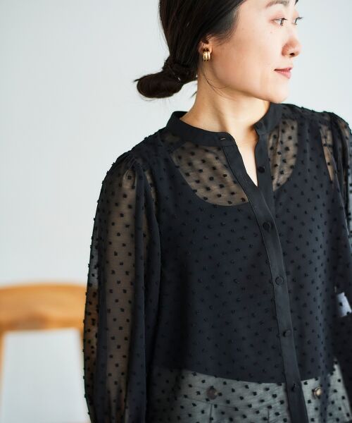 le.coeur blanc / ルクールブラン シャツ・ブラウス | ドットシアーギャザーブラウス | 詳細20