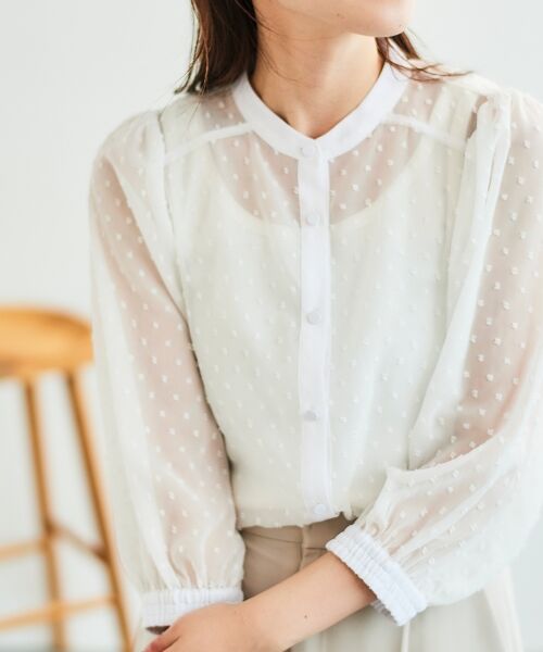 le.coeur blanc / ルクールブラン シャツ・ブラウス | ドットシアーギャザーブラウス | 詳細4