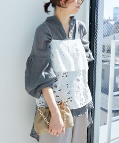 le.coeur blanc / ルクールブラン キャミソール・チューブトップ | 《手洗い可能》カットワークレースキャミブラウス