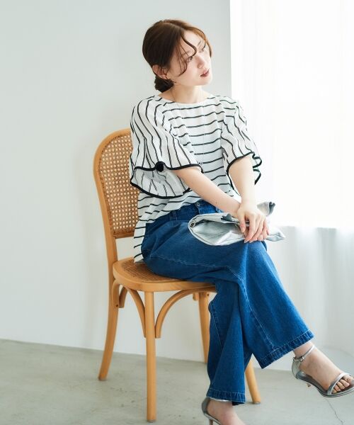 le.coeur blanc / ルクールブラン シャツ・ブラウス | 《手洗い可能》ドビーボーダーギャザーブラウス | 詳細10