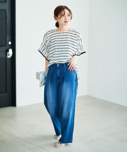 le.coeur blanc / ルクールブラン シャツ・ブラウス | 《手洗い可能》ドビーボーダーギャザーブラウス | 詳細11