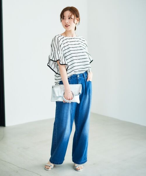 le.coeur blanc / ルクールブラン シャツ・ブラウス | 《手洗い可能》ドビーボーダーギャザーブラウス | 詳細14